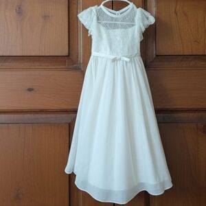 Elegant Versatile White Abao Sister A Line Boho 1st Communion Flower Girl Dress